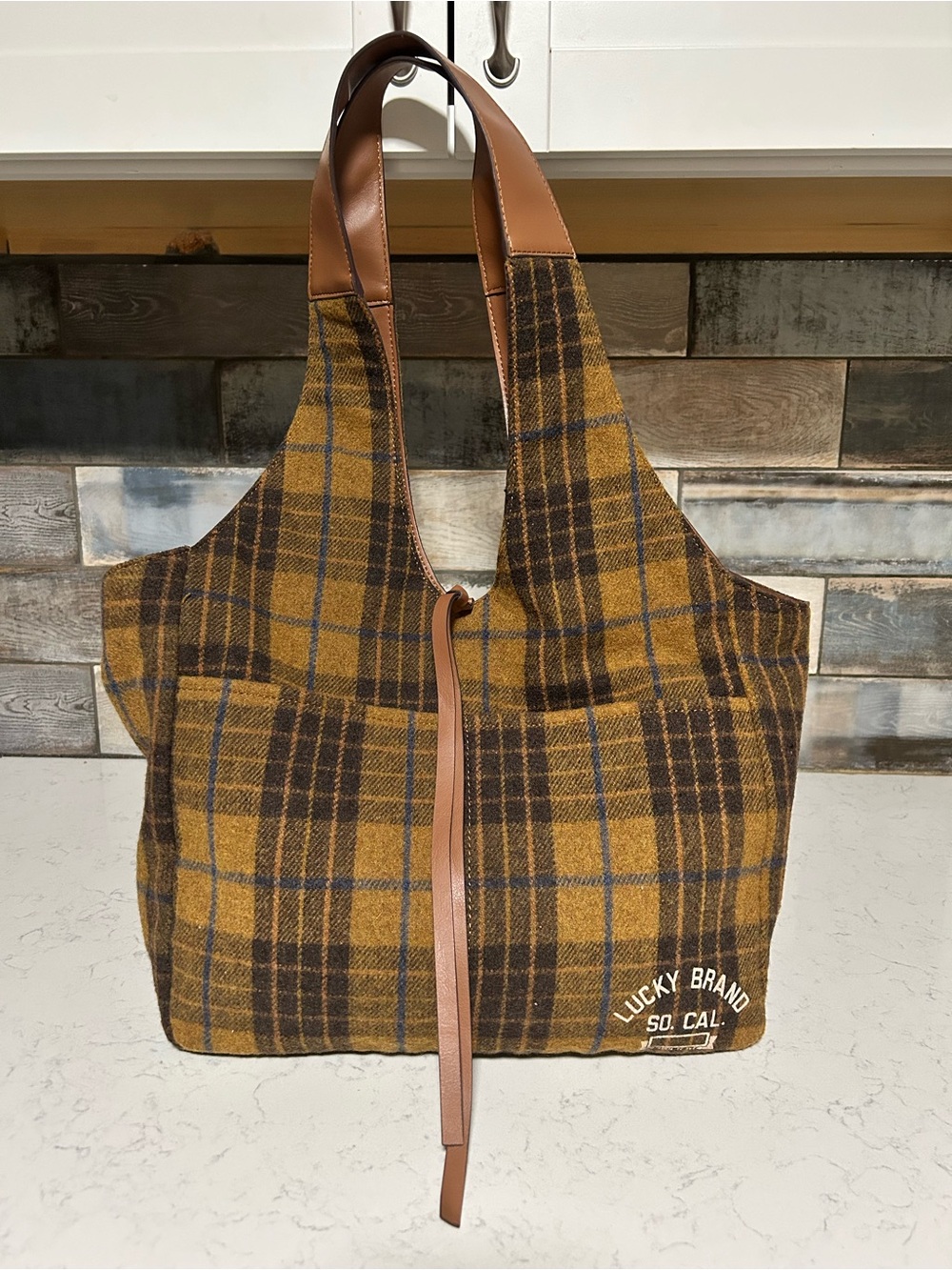 EUC 🍀 Lucky Brand Rhyn Wool Plaid Varsity Hobo Bag